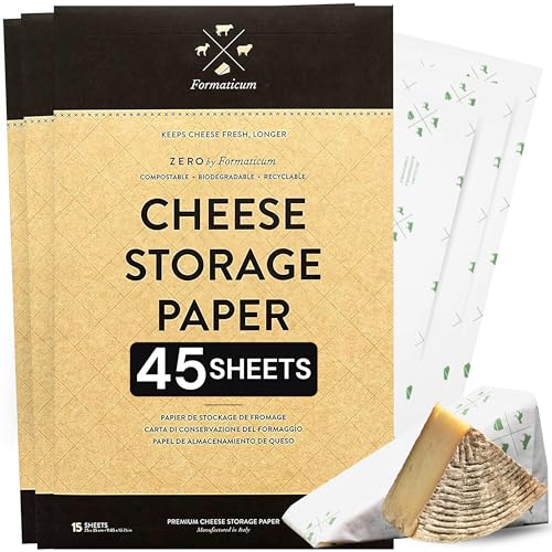 Formaticum 45-Pack Zero Cheese Storage Paper, 9 x 13 Inches | Compostable, Biodegradable, Plastic-Free, Keeps Cheese and Charcuterie Fresh