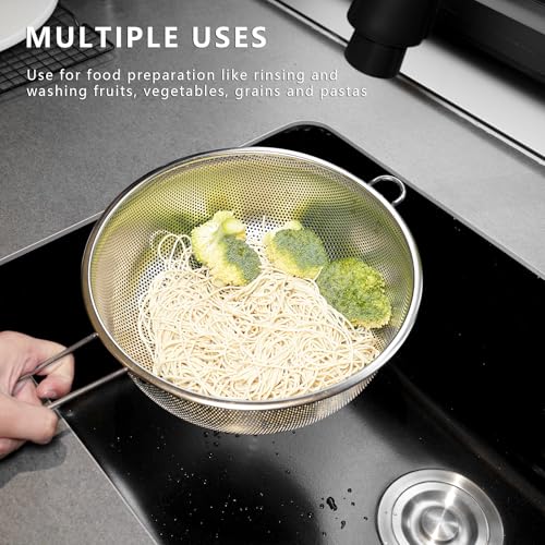 Metal Fine Mesh Strainer and Colander for Kitchen with Handle, Stainless Steel Pasta Strainer/Kitchen Funnel/Collander/Sifter for Strain/Wash Vegetables, Fruits, Spaghetti, Rice (7.8＂) - size: 7.8＂