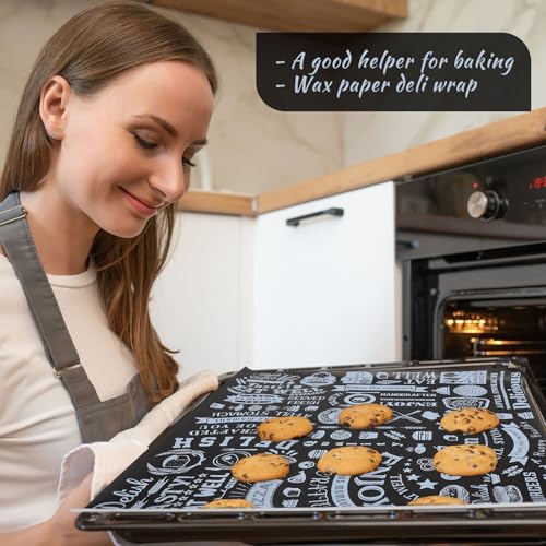 Outus 600 Pcs 12 x 12 Inch Deli Wax Paper Sheets Grease Resistant Tray Basket Liners Newsprint Paper Water and Grease Proof Sandwich Wrapping Square Hot Dog Wrappers for Food Baking (Black) - color: Black
