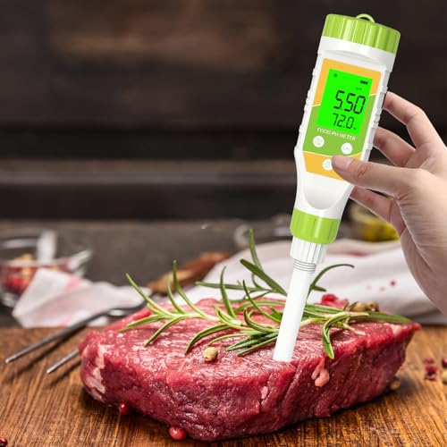 Digital pH Meter for Food Hot Sauce Canned foodpH Tester 0.01 Resolution High Accuracy Food pH Testerwith Backlit LCD Display and ATC for MEA