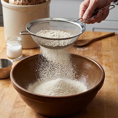 3PCS Fine Mesh Strainers for Kitchen, Stainless Steel Metal Wire Sieve Strainer, Food Strainer with Handlle for Sifting, Straining and Cooking