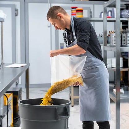 PRO&Family Commercial Round Trash Can, Ingredient Bin, Heavy-Duty Plastic, Anti-Static, Kitchen, Office, Outdoor Use (Gray, 32 Gallon) - color: Gray, size: 32 Gallon