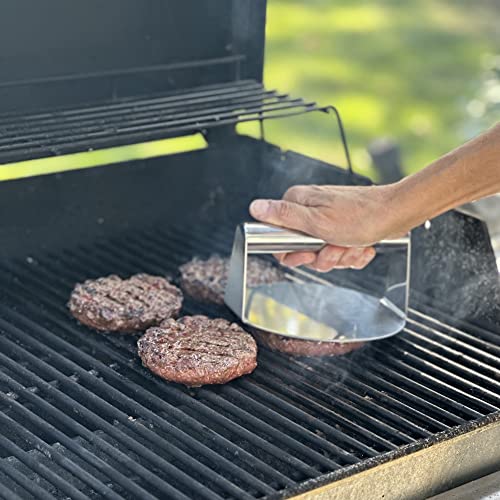 Outset Burger Smasher, Stainless Steel, 6" Grill Burger Press - size: 6" Burger Smasher