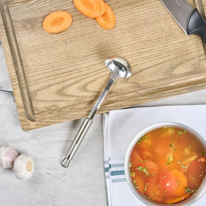 Restaurantware Stainless Steel Sauce Ladle - German Standard Gravy Ladle with Ergonomic Handle, Dishwasher Safe - Small Ladle For Serving Soups, Dressings, Sauces - style: Steel Sauce Ladle