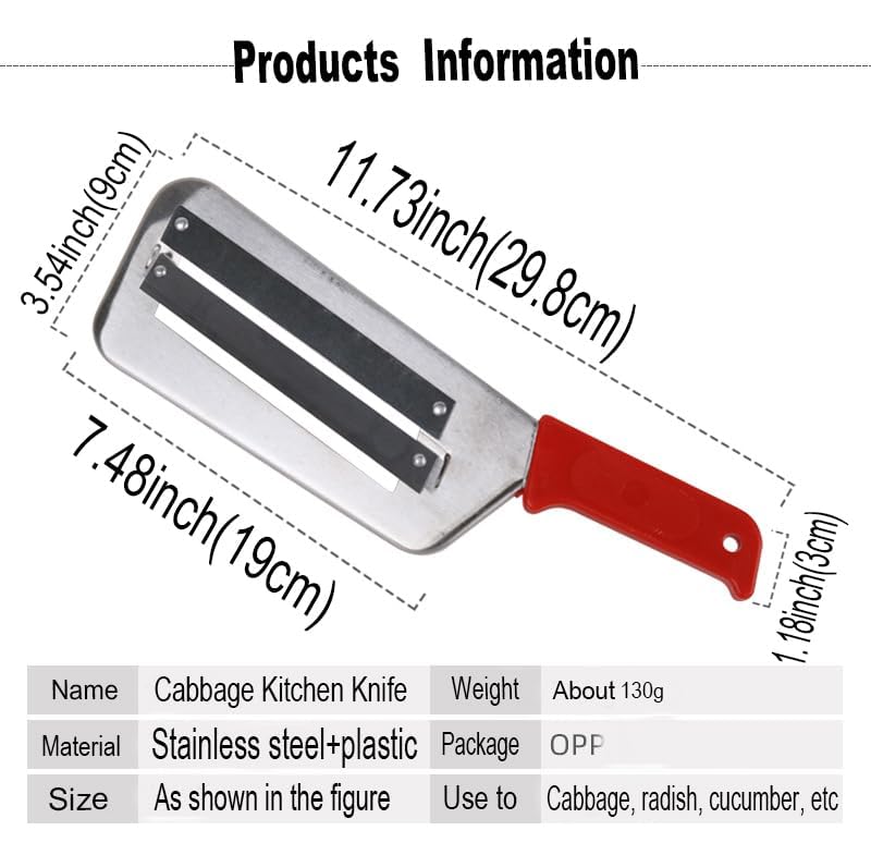 YukaBa Cabbage Kitchen Knife Slicer Chopper Shredder Sauerkraut Cutter Coleslaw Grater (Red-A) - color: Red-A