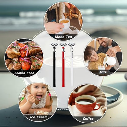 Xuhal 스테인리스 스틸 주방 온도계 12.7cm(5인치) 길이 스템 2.5cm(1인치) 다이얼 온도계 우유 거품 음식 오븐 탐침 고기 그릴 BBQ 요리 초콜릿 물(블랙, 레드, 화이트) - color: 블랙, 레드, 화이트.