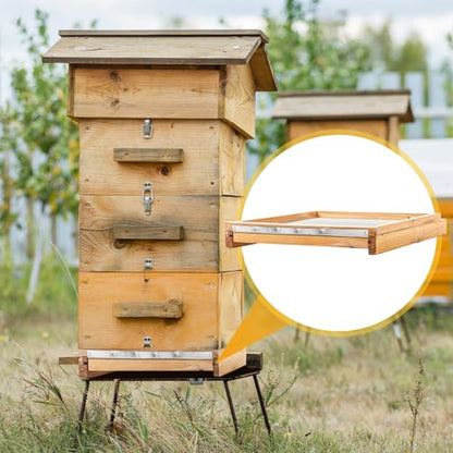 DoubleFill 6 Pcs 10 Frame Beehive Screened Bottoms Board Dipped in Beeswax with Entrance Reducer Beeswax Wood Screeneds Bottom Boards for Beekeeping Supplies (Plastic Screened Bottom Board)