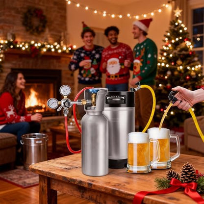 Ferroday New 2.5 Gallon Corny Keg, Stainless Steel Beer Keg Cornelius Keg with Dual Rubber Handle, Ball Lock Keg with Quick Disconnects O-Rings Clamps for Home Brew