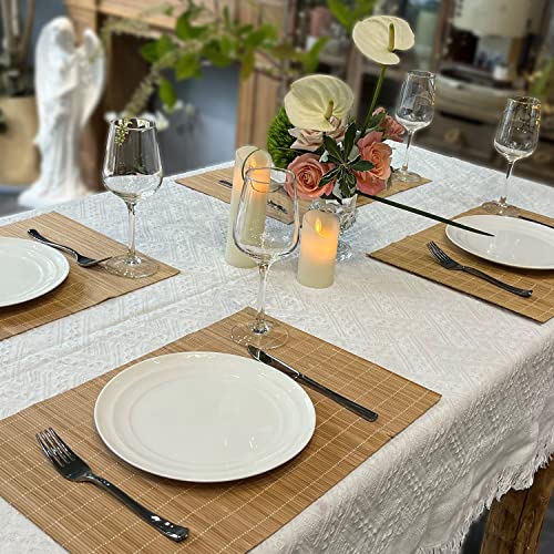 Set of 8 Pcs Bamboo Placemats Sushi Rolling Mat Japanese Style Natural Anti-Slip, Washable Heat-Resistant Table Mats for Dining Room and Kitchen（Brown） - color: Brown, size: Set of 8