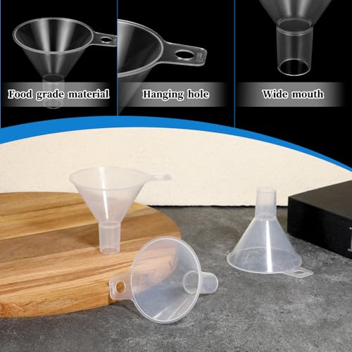 Small Funnels, 4 Pcs 2.56'' Funnels for Kitchen Use Filling Bottles Mini Clear Funnel for Filling Small Bottles Tiny Funnel for Lab, Kitchen, Water Bottle, Powder Oils