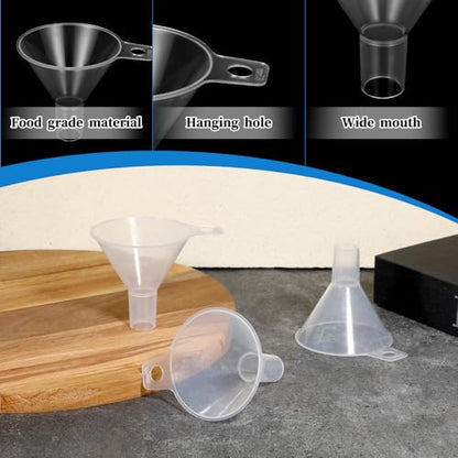 Small Funnels, 4 Pcs 2.56'' Funnels for Kitchen Use Filling Bottles Mini Clear Funnel for Filling Small Bottles Tiny Funnel for Lab, Kitchen, Water Bottle, Powder Oils