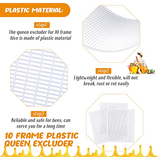 Rtteri 20 Packs 10 Frame Plastic Queen Excluder Beekeeping Queen Excluders Bee Supply Queen Excluder Fits 10 Frame Langstroth Beehives Beekeeping Supplies Kit Tools for All Beekeeping Levels (White) - color: White