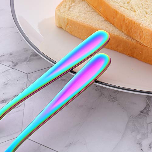Cheese Desert Knives, Set of 4, Baikai Stainless Steel 18/10 Breakfast Butter Knife, Slicer Sandwich Spreader (Rainbow) - color: Rainbow