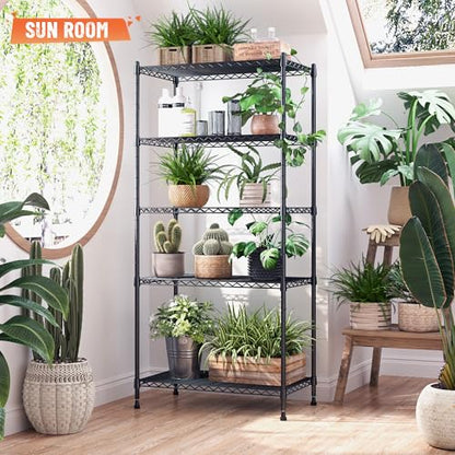 Romorgniz 5-Tier Shelf 1010LBS Storage Shelves Adjustable Wire Shelving,Tool-Free Assembly,Metal Shelving Unit for Kitchen Pantry Closet Laundry Bathroom 59" Hx21.7 Wx13.8 D - size: 59"Hx21.7"Wx13.8"D-Black