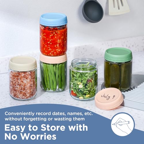DRKIO 16 Oz Overnight Oats Containers with Lids - 4 Pack Glass Storage Jars with Airtight Lids Wide Mouth Mason Food Jars Great for Meal Prep Salad Chia Pudding Snacks Yogurt Sugar Spice Cereal - color: 16 Oz - 4 Colors