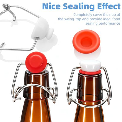 6 Pieces Silicone Rubber Gaskets Washer for Swing Flip Bottle Hat Shaped Swing Top Washers Leak-proof Seal Gasket Replacements for Home Brew Beer Soda Bottle Sealing (Red Full Cover) - color: Red Full Cover