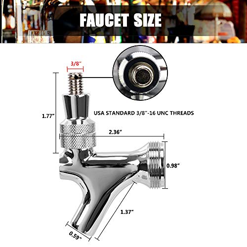 Onebom Beer Draft Faucet with 3`` Shank Kit & Tap Brush, Connect 3/16`` ID Tubing, Chrome Plated No Leaks for Fridge,Keg (3'' Shank) - color: 3'' Shank