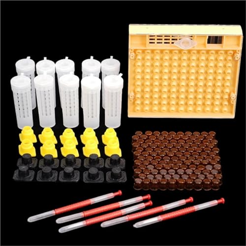 Bee Rearing Kit 1Set Apiculture Kit Queen Bee Rearing Plastic Graft Larva Pen Hair Roller Cage Cell Protection Beekeeping Tool Supplies for Beginners and Bee Keeper(Kit 2) - color: Kit 2