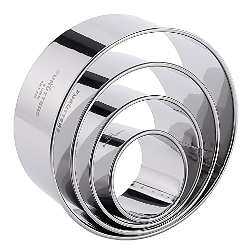 Cookie Cutter Set, 4 Pc. Kit, Measuring 2'', 3'', 4'' and 5'', Round Metal Baking Rings for Pastry, Biscuits, and Dough Cutting, Heavy Duty and Reusable, Multiple Sizes - size: 2 3 4 5 Inch x 1.5 Inch