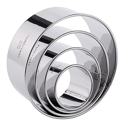 Cookie Cutter Set, 4 Pc. Kit, Measuring 2'', 3'', 4'' and 5'', Round Metal Baking Rings for Pastry, Biscuits, and Dough Cutting, Heavy Duty and Reusable, Multiple Sizes - size: 2 3 4 5 Inch x 1.5 Inch