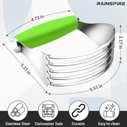 Rainspire XL Pastry Cutter For Baking, Heavy Duty Pastry Blender Stainless Steel, Thick Sharp Blades Dough Blender, Dough Cutter Butter Cutter Pastry for Easy Mixing, Dishwasher Safe (Green) - color: Green