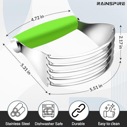 Rainspire XL Pastry Cutter For Baking, Heavy Duty Pastry Blender Stainless Steel, Thick Sharp Blades Dough Blender, Dough Cutter Butter Cutter Pastry for Easy Mixing, Dishwasher Safe (Green) - color: Green