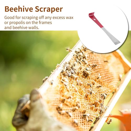 2PCS Stainless Steel Hive Scraper Tools, Hook Design Bee Hive Frame Lifter and Scraper Essential Beekeepers Beekeeping Equipment Hive Hand Tool for Beekeeper