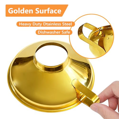 Canning Funnel, Stainless Steel Funnels for Kitchen Use, Wide-Mouth Funnel for Canning & Mason Jars, 2-Pack(Small and Large). Gold