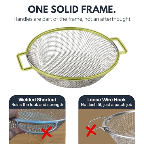Round Soil Sifter for 5-Gallon Bucket (1/8-inch Mesh), Stainless Steel Garden Sieve with Handles - size: 1/8 inch
