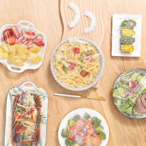 100Pcs Disposable Food Containers Disposable Stretchable Bowl Covers Universal Kitchen Wrap Seal Bags for Food Storage Bread Proofing and Outdoor Picnics (14-35cm Stretchable)