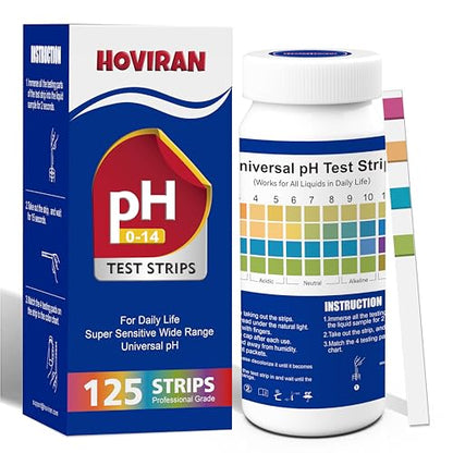 Universal pH Test Strips 0-14, 125ct Quick Reliable pH Testing Kit | Litmus Paper pH Test Strips for Soap Making & Kombucha, Liquids, Drinking Water, Aquarium, Pool, Hot Tub, Spa