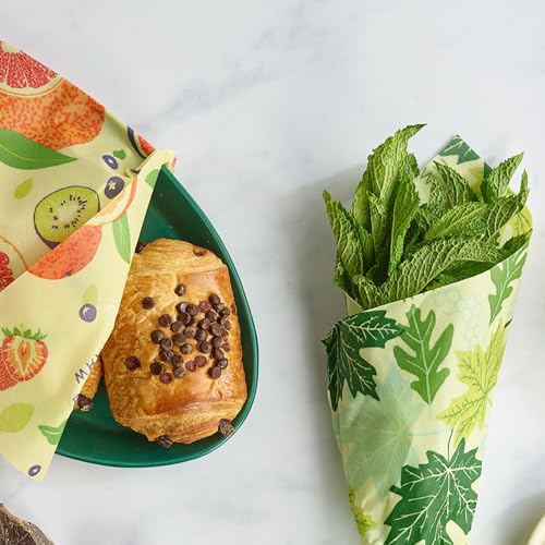 Bee's Wrap Beeswax Wraps for Food - 3 Pack of Assorted Beeswax Wraps - Small, Medium & Large Wrap - Plastic Free Made in USA Reusable Natural Food Wrap - Fresh Fruit Print - style: 3 Pack (Fresh Fruit)