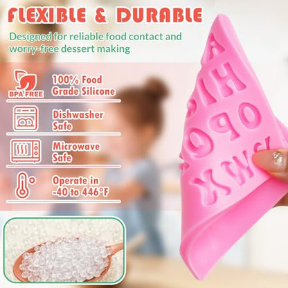 HKMTT Letter Molds Silicone for Chocolate Fondant Clay, Mini Size for Uppercase lowercase Alphabet Number Decorating Birthday Cake Strawberries Cake Pop Decorating Moulds BPA Free - style: Letter & Number - 4PCS