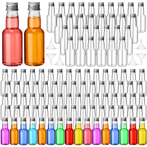 120 Pcs Mini Liquor Bottles Airtight Shot Miniature Empty Plastic Alcohol Spirit Shot Bottles with Funnels for Party Favors, Weddings(2 oz,Silver) - color: Silver, size: 2 oz