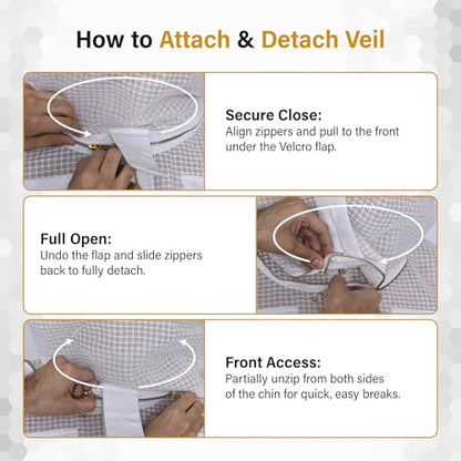 3-Layer Ultra Ventilated Mesh Beekeeping Suit for Men & Women with Veil Sting-Proof Bee Suit with Leather Gloves & Bag - color: White, size: Large