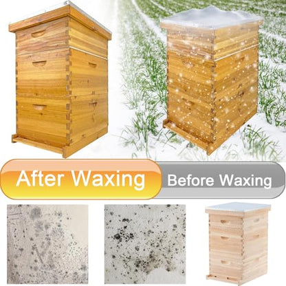 Langstroth Bee Hive with Beeswax Includes Beehive and Waxed Foundations Includes 2 Deep Bee Boxes, 1 Medium Bee Hive Super for Beginners (3-Layer)