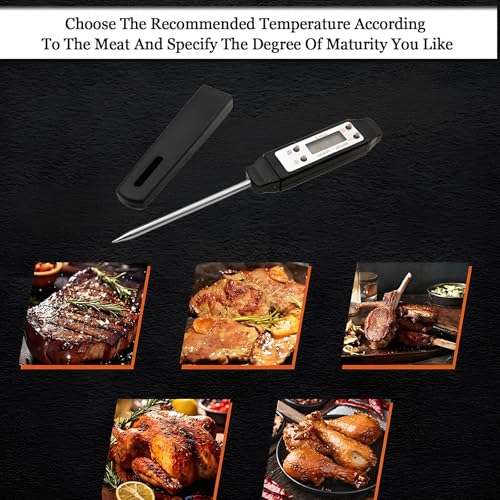 Meat Thermometer - Digital Food Thermometer for Cooking Kitchen - Automatic Calibration Pen Style Electronic Pocket Thermometer for Water Temperature, Barbecue (Black) - color: Black