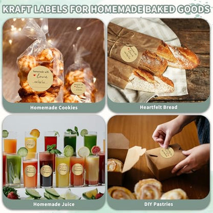 500 Pcs 2″ Round Homemade with Love Kraft Labels – Canning Jar Stickers for Jelly, Jam, Spice Containers, Baked Goods, Pantry Organization, Gift Packaging & Small Business - color: Homemade With Love (Standard)