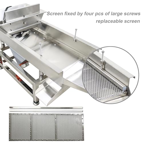 TECHTONGDA Straight Vibrating Sieve Screen Shaker Electric Linear Sifter Machine Stainless Steel One Layer Two Motors 5mm Round Hole Screen Size 11.8×31.5inch 110V - size: 5mm