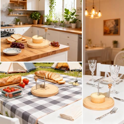 Cheese Curler Flower Maker Wheel Slicer, Stainless Steel Cheese Curler Wheel for i.a. Tete de Moine, Girolle & Chocolate, Wood Base, Suitable for Restaurants, Cafes, and Dessert Shops, Home