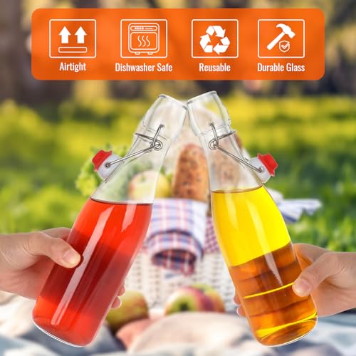 Alotpower Swing Top Glass Bottles with Airtight Lids 12oz 12Pack | Flip Top Glass Bottle for Vanilla Extract Bottles/Home Brewing/Beverages/Oil (12fl. oz, Set of 12) - size: 12fl.oz