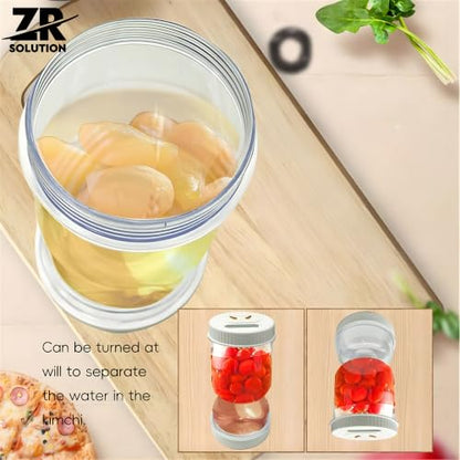Pickle Jar with Strainer Flip, Airtight Pickle Container with Juice Separator, Fourth Generation Flip Drain Food Storage Jar for Pickles, Kimchi, Olives, Jalapenos, Fruits & Snacks