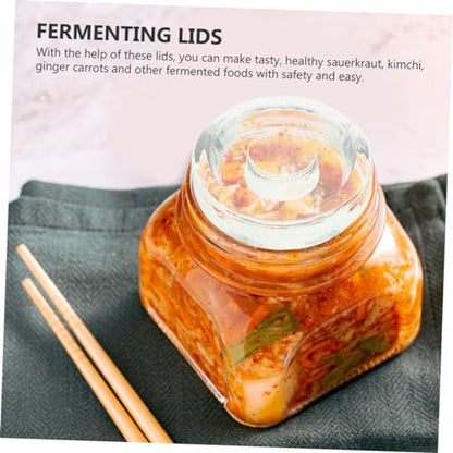 4pcs Fermentation Kit Mason Jar Lids Airtight Lids Glass Weights for Pickle Jars