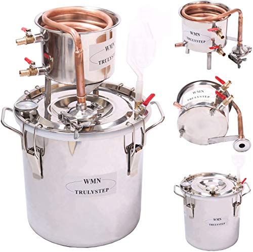 2 Pots Stainless Steel Still 8Gal/30Liters Water Alcohol Distiller Home Brew Kit Wine Making Supplies for DIY Brandy Whisky Vodka Distilled Water, Silver - size: 8 Gallon 30 Liters