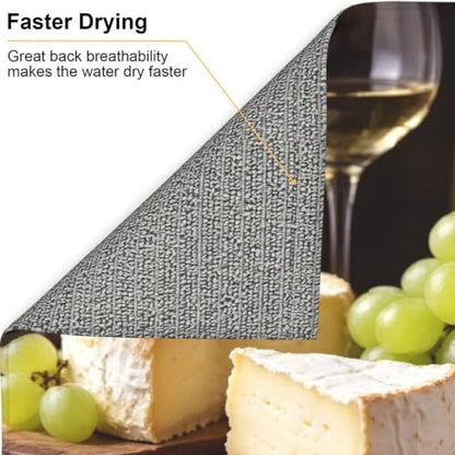 White Wine Cheese Cake Grapes Dish Drying Mat for Kitchen Counter, Absorbent Microfiber Drainer Mats, Non-slip Kitchen Draining Mat for Coffee Machine Dish Rack Pad 18"x16" Dish Drainer Pad - color: White Wine Cheese Cake Grapes