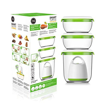 FOSA Starter Set Food Sealer Vacuum Sealer Reusable Container Set - Premium Vacuum Sealers for Food Storage, Airtight Preservation - Includes Turtle Vacuum Pump and 3 Vacuum Seal Containers - size: 20oz × 2 + 45oz × 1