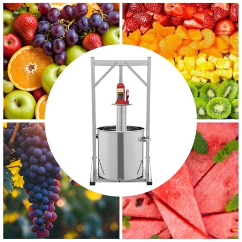 36L/9.5Gal Fruit Wine Press, Stainless Steel Hydraulic Jack Press Extractor Manual Press Machine with Hydraulic Jack and Press Frame Cheese Press Grape Cider Wine Making Equipment for Home Restaurants - size: 36L