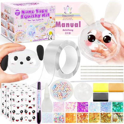 FUNSHOWCASE Nano Tape Bubble Kit with Clay, Marker, 6-Design Guide Squishy Maker Set - color: Nano Tape Bubble