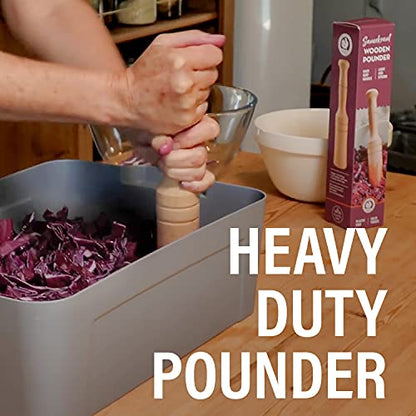 Sauerkraut Pounder - Solid Wooden Tamper for Sauerkraut Kimchi and Meat Tenderizing