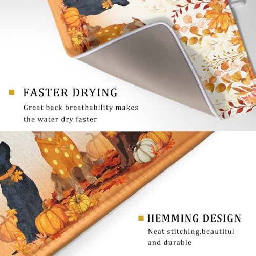 Giwawa Fall Dogs Dish Drying Mat Autumn Leaves Reusable Dishes Pad 18"x24" Holiday Microfiber Quick Dry Dish Drainer Rack Mat for Kitchen Counter - color: Fall Dogs, size: 18x24 inch